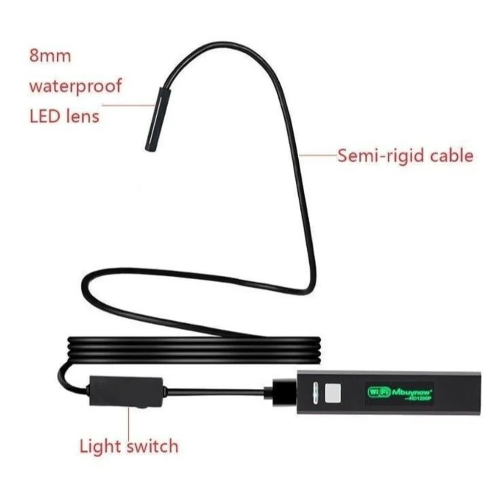 Wireless Endoscope Camera, WiFi Inspection Camera 1200P HD Pipe Camera - NIB